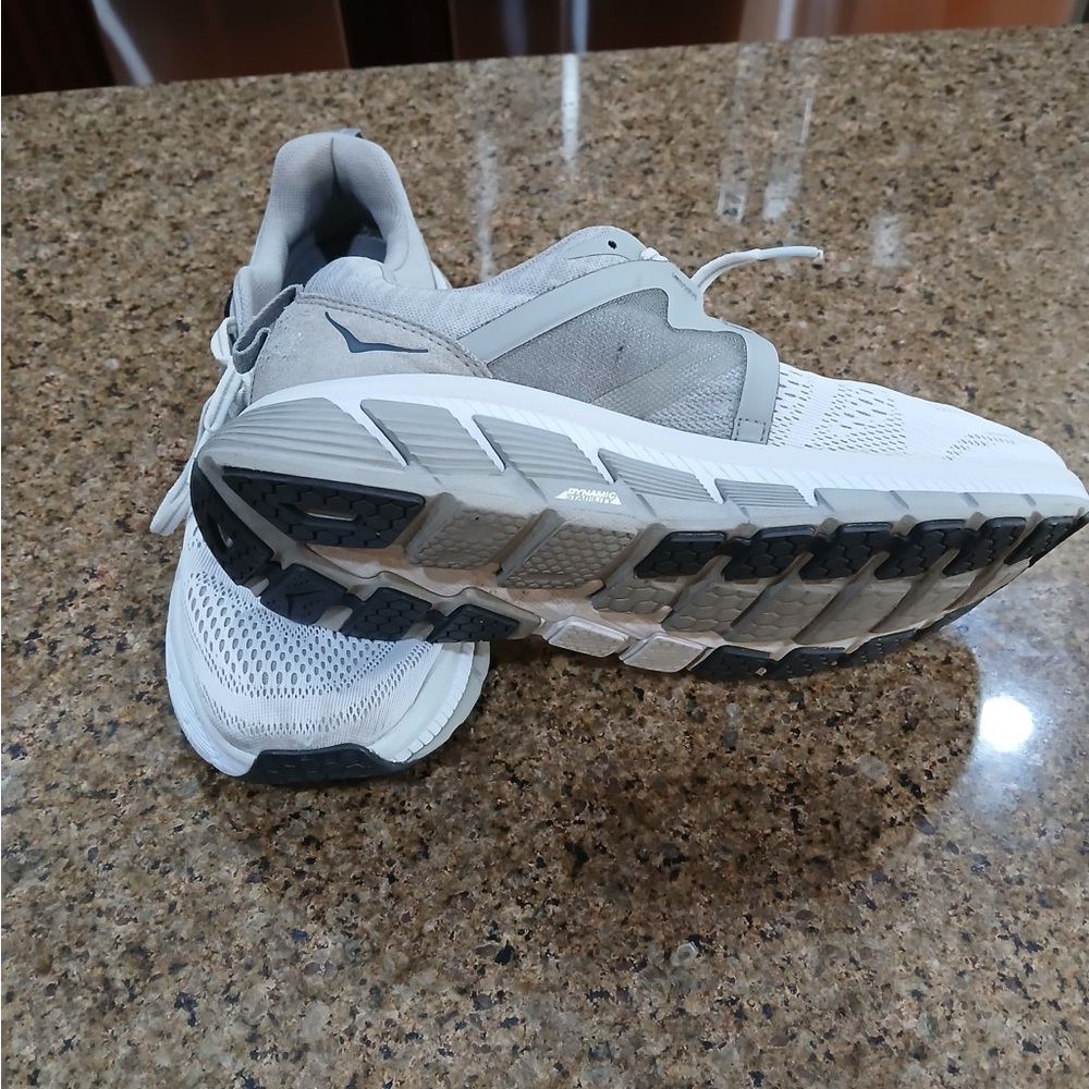 Hoka White and Gray Athletic Running Shoes like new